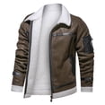 thumbnail image 4 of EGNMCR Vestes pour Hommes Manteau d'Hiver Vintage pour Homme à Col Rabattu Uni en Similicuir Haut, 4 of 8