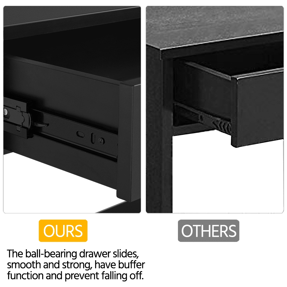 FullFurnique Wooden Console Table with 1 Drawer and 2 Open Shelves, Black
