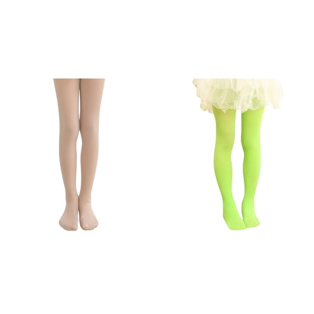 2 Pack(A 1PCS & B 1PCS) Multipack Clothes Leggings Pantihose Stretchy Striped Leggings Basic Full Length Ballet Dance Pants Pantyhose for Spring Summer Stocking