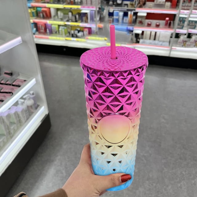 Summer 710 800ml Reusable Cup With Lid And Straw Cold Drink Cup With Straw Clear Cup Double Layer Large Capacity Straw Cup Portable Lid Piercing Glass Cups with Lids Drinking Cups Set All Day