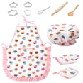 thumbnail image 1 of DPTALR 11PCS Kids Apron And Chef Hat Set, Kids Chef Costume For Boys Girls Baking, 1 of 5