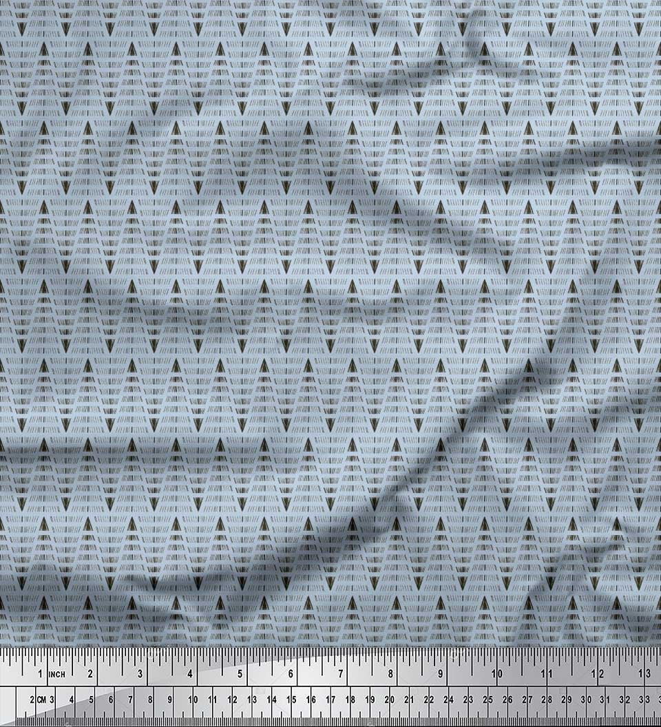 Soimoi Modal Satin Fabric Hand Drawn Line Shirting Printed Craft Fabric by The Yard 42 Inch Wide