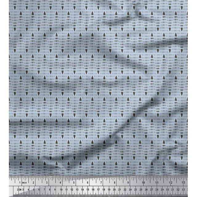 Soimoi Poly Georgette Fabric Hand Drawn Line Shirting Print Sewing Fabric Yard 42 Inch Wide