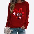 thumbnail image 2 of Amzcrzy Chandail pour Femmes à Col Rond à Manches Longues T-Shirts de la Saint-Valentin Amusants à Motif Léger Coupe Ample Chandail de Fête, 2 of 3