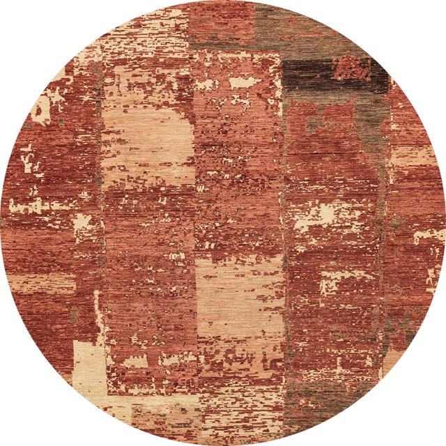 Ahgly Company Tapis d'Intérieur Ronds Abstraits Rouges à Empiècements, 3 Pieds Rond