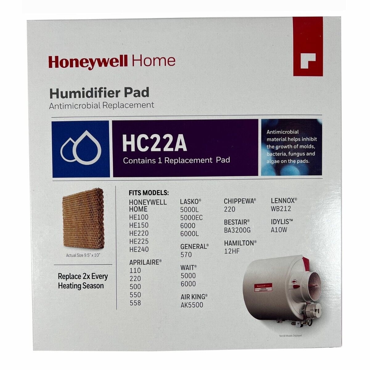 Honeywell HC22A1015 Whole House Humidifier Filter Pad Antimicrobial Replacement