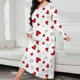 thumbnail image 2 of 2025 Femmes Robe de Pyjama à Manches Longues Imprimée à Boutons Épaules Tombantes Surdimensionnée Décontractée Robe de Nuit Longue pour Femmes Vêtements de Nuit, 2 of 5