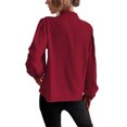 thumbnail image 2 of Innerwin Hauts Manches Longues Chemises Femmes Bureau Col Rond Blouse Unie Bordeaux m, 2 of 3
