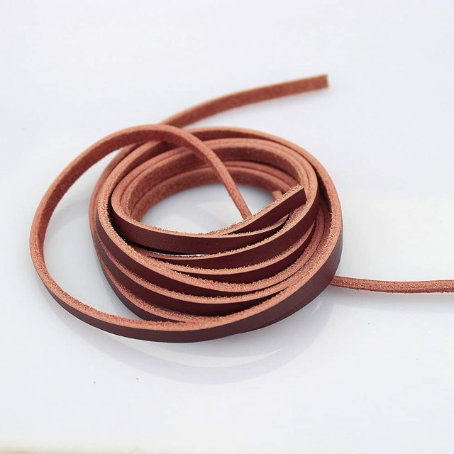 ORUYROP (TM) 5mm Flat Genuine Leather Cord Braiding String Brown Espresso (2 Yards)