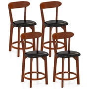 Costway 23.5" Bar Stool Set of 4 with Curved Backrest & Footrest Counter Height Stools