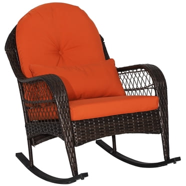 Patiojoy Chaise Berçante de Jardin en Osier Rotin pour Patio avec Coussin