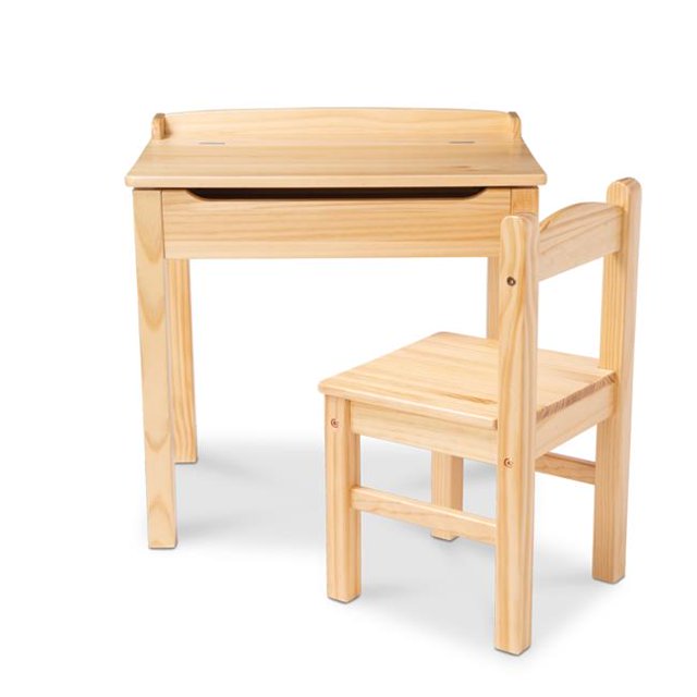 Wooden Lift-Top Desk & Chair, Honey