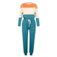 thumbnail image 4 of Yuyuzo Ensemble 2 Pcs Automne pour Femmes Patchwork Manches Longues et Pantalon Resserré Ensemble Détente, 4 of 6