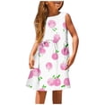 thumbnail image 1 of PMVFHDE Robe Florale Printemps Été pour Filles / Col Rond Sans Manches Tenue Décontractée / Tenue Légère pour Fête pour Tout-Petits à Préadolescents Rose,13-14, 1 of 5