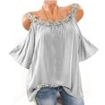 thumbnail image 2 of Birdeem T-Shirt Blouse Sans Bretelles à Épaules Dénudées pour Femmes Grande Taille avec Col Rond Appliqué et Fleurs, 2 of 4
