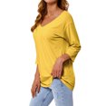 thumbnail image 4 of Women 3/4 Sleeve V Neck Plain Pullover Solid Color Top, 4 of 10