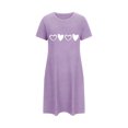 thumbnail image 5 of Pyjamas Assortis Chemises de Nuit Imprimées pour Femmes Manches Courtes T-Shirts de Nuit Vêtements de Nuit Décontractés Robe de Pyjama Imprimée Douce et Confortable Robe de Sommeil Classique Chemises de Nuit Violet TG, 5 of 5