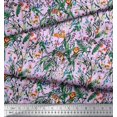 thumbnail image 3 of Soimoi Polyester Crepe Fabric Leaves & Cartoon Animals Jungle Fabric Prints by Yard 42 Inch Wide, 3 of 3