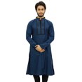 thumbnail image 2 of Atasi Chemise Tunique Décontractée pour Homme à Col Mandarin en Coton Bleu Long - Moyen, 2 of 7