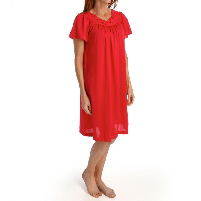 Robe à Manches Courtes pour Femmes Shadowline 36280 Petals (Rouge 1X)
