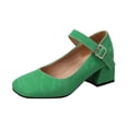 thumbnail image 1 of Kcodviy Ladies Solid Color Leather Platform Heels Closed Toe Buckle Round Toe Thick Size 13 Heels High Heeled Shoes, 1 of 8