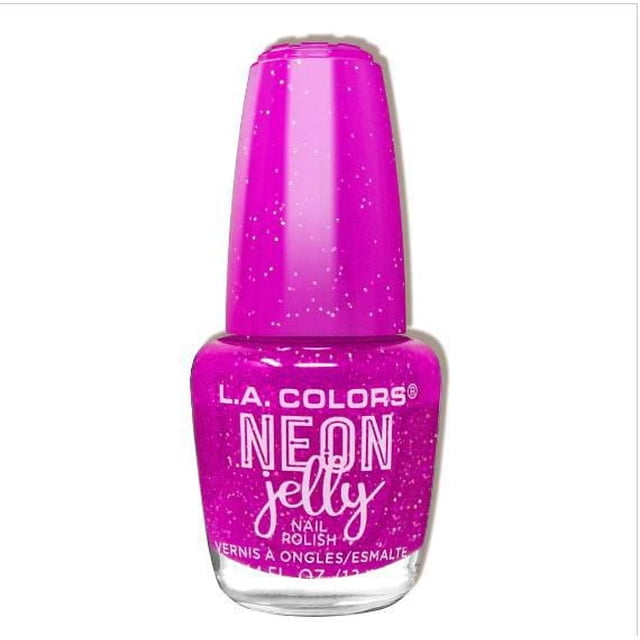 Vernis à Ongles Neon Jelly - Purple Shock par L.A. COLORS, Bouteille de 13 ml avec Formule Neon Purple Jelly, Fini fluorescent Pailleté et Brillance Haute Brillance, Convient aux Soins Créatifs des Ongles et aux Manucures Vibrantes.