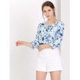 thumbnail image 2 of INSPIRE CHIC Women's Tie V Neck Boho Ruffled 3/4 Sleeve Floral Blouse, 2 of 6