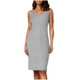 thumbnail image 2 of Ovzne Robes pour Femmes 2025 Robe Femme Printemps/été Grande Taille Mode Sans Manches Col en V Couleur Unie Robe Ample Robe d'Été Liquidation, 2 of 7