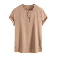 thumbnail image 4 of Weiqiqre Men's 2 Piece Outfits Linen Set Short Sleeve Shirt Top and Drawstring Waist Vacation Short Sets, 4 of 5