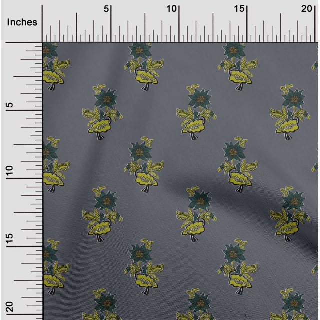 oneOone Polyester Lycra Fabric Leaves & Floral Block Print Fabric By The Yard 56 Inch Wide