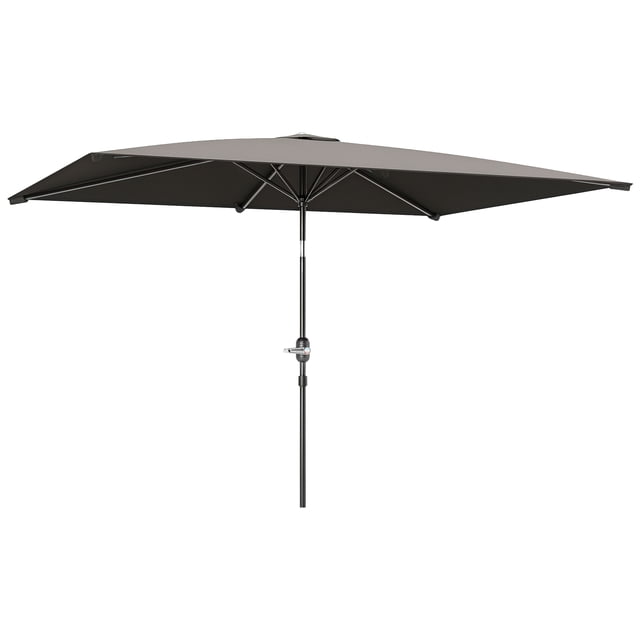 Outsunny Parasol de Patio Inclinable, Parasol de Jardin de Marché avec Manivelle, Gris Pâle
