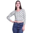 thumbnail image 4 of Moomaya T-shirt Court à Manches Longues à Col Rond Imprimé pour Femmes en Jersey de Coton, 4 of 4