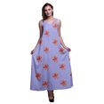 thumbnail image 1 of Bimba Robe Maxi à Bretelles Spaghetti Sans Manches pour Femmes en Rayonne à Imprimé Floral, Coupe Évasée - Très Petit, 1 of 1