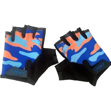 MARZE Kids Bike Gloves Anti-Slip Half Finger Cycling Gloves for Children 4-12 Y (Orange)