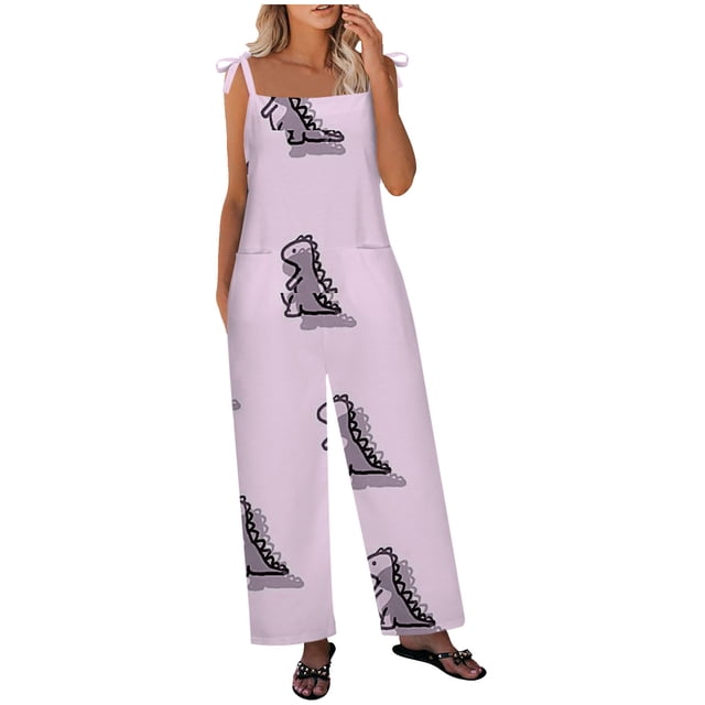 EQWLJWE Combinaison Sans Manches Imprimée pour Femme Grande Taille, Décontractée, Longue, Noire, 1 Unité