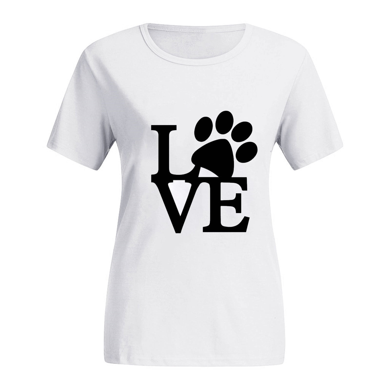 CEHVOM Women Printed Plus Size O-Neck T-Shirts Cat Print Short Sleeve Graphic Tee Tops