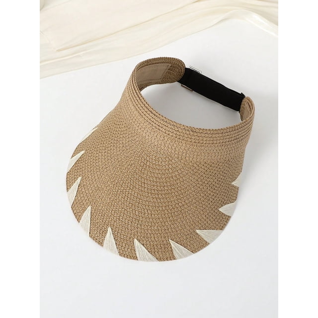Fashionable And Versatile Women's Woven Sun Hat With Brim, Summer Straw Hat For Sun Protection And Style