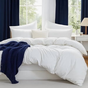 Beddora 3 Piece Duvet Cover Set, 100% Cotton Breathable Bedding Set, Soft Comforter Cover with 2 Pillow Shams, king - white