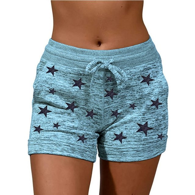 Women Soft And Comfy Activewear Starts Print Shorts With Pockets And Drawstring