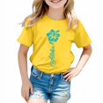 thumbnail image 1 of LUOGENLI T-Shirt pour Filles Garçon et Fille Mode Décontractée Imprimé Col Rond Ample Manche Courte T-Shirt Haut Chemises en Coton pour Filles Longueur Genou Jaune 3-4 Ans, 1 of 1