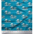 thumbnail image 1 of Soimoi Blue polyester Crepe Fabric Landscape & Reindeer Animal Fabric Prints By Yard 42 Inch Wide, 1 of 1
