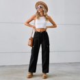 thumbnail image 2 of TJAZFJPA Palazzo Pants for Women Women Solid Color Denim Drawstring Adjustable Washed Cargo Pants Casual Pants Wide Leg Pants Women Plus Size Flowy Pants for Women, 2 of 6