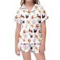 thumbnail image 2 of MIASHUI Girls 2-Piece Pajamas Set Animal Chicken Pattern Button-Down Boys Sleepwear,White,4-5 Years, 2 of 4