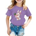 thumbnail image 1 of GDREDA Vêtements Fille T-Shirt Décontracté pour Enfants Mode Imprimé Col Rond Manches Courtes Tunique à Manches Courtes pour Fille Violet, 2-3 Ans, 1 of 4