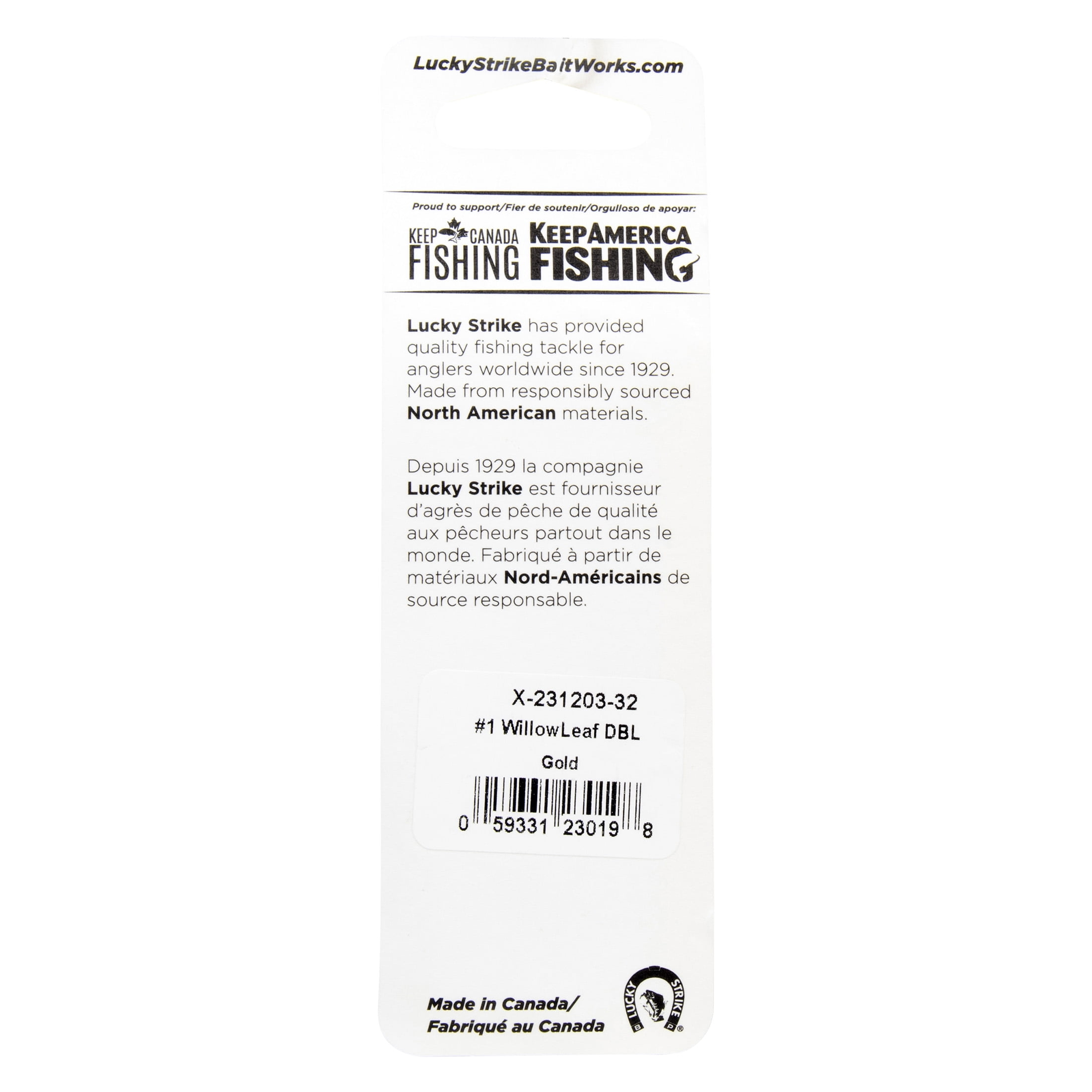 Lucky Strike Baitworks Lame en saule doré Double cuiller tournante + lot de 3 + taille n°1 + Cuiller de pêche