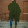 thumbnail image 4 of Woman's Long Sleeve Fashion Solid Color High Neck Lantern Sleeve Tassel Design Tops, 4 of 9