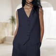 thumbnail image 4 of Women Button Down Waistcoats Comfy Slim Fit ChicJacket Waistcoat (Army Green XS), 4 of 7