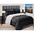 thumbnail image 1 of Mocassi Down Alternative Sherpa Comforter with Shams , Queen, Black, 1 of 2