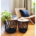thumbnail image 4 of PRISP Timballa Nesting Coffee Tables - Set of 2 Round Side Tables with Storage and Bamboo Lids; Basket End Tables for Living Room, Bedroom, Patio, Balcony & Home Decor, 4 of 9