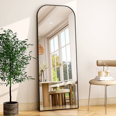 BEAUTYPEAK 71" x 26" Full  Length  Mirror Floor Mirror with Safe Round Top, Black